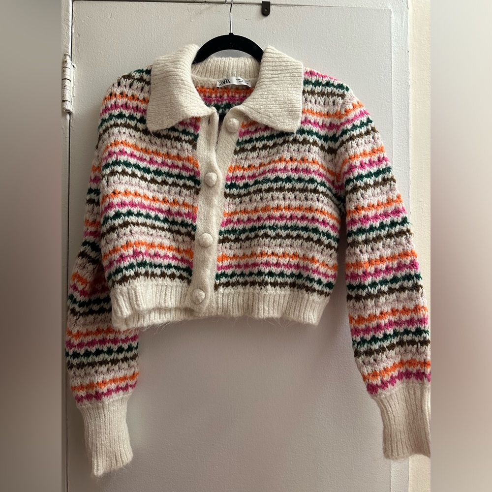 Zara cropped sweater, M, button down